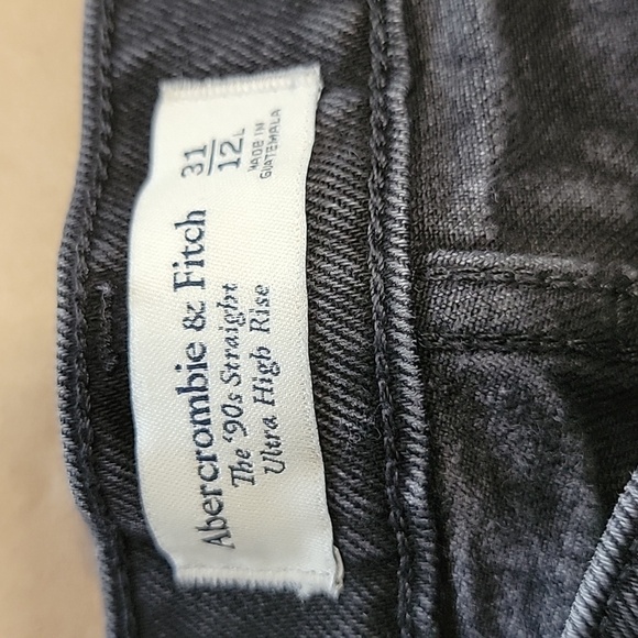 Abercrombie & Fitch Size 31 / 12 Washed Black The 90's Straight Ultra High Rise - Picture 10 of 13